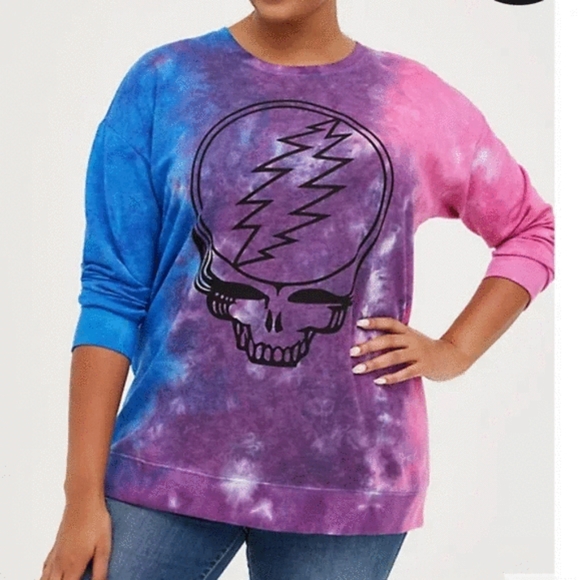 Torrid Grateful Dead tie die purple pink pullover Sweater Hoodie Sz 2 New Tags - Picture 2 of 3
